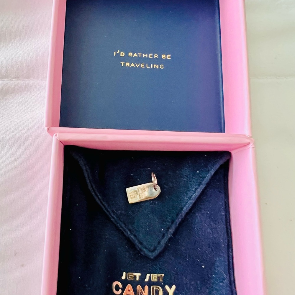 Jetset Candy sterling silver micro luggage tag charm LAX Jet Set